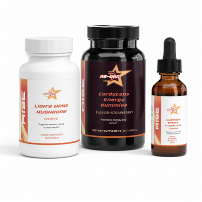 Brain & Focus Bundle — Lion's Mane + Cordyceps + Mushroom Drops